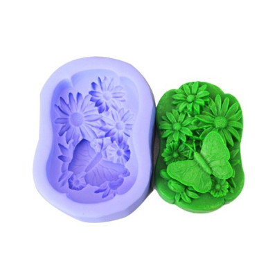 Silikonová forma na mýdlo motýl na kopretinách