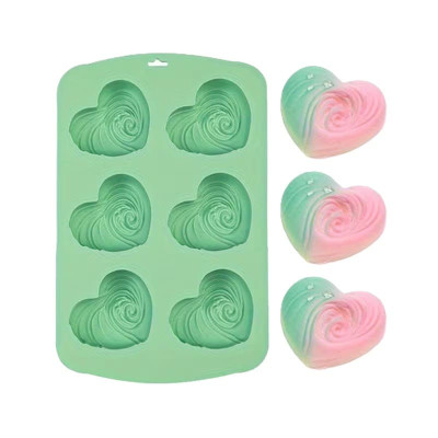 Silikonová forma na mýdlo spirálová srdíčka - 6ks