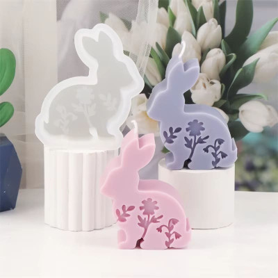 Silikonová forma na mýdlo květinový zajíček I.