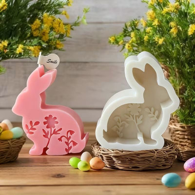 Silikonová forma na mýdlo květinový zajíček I.