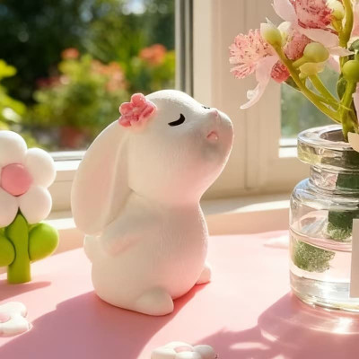 Silikonová forma na mýdlo a svíčku 3D zajíček s kytičkou