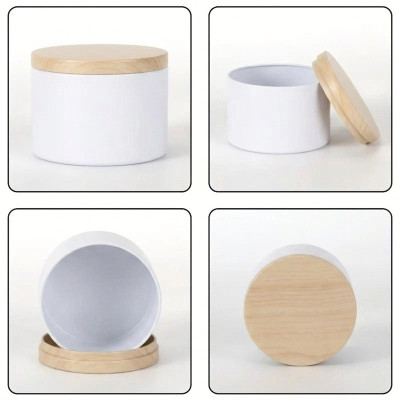 Plechová dóza na svíčky pr. 6,5x5,2cm - bílá