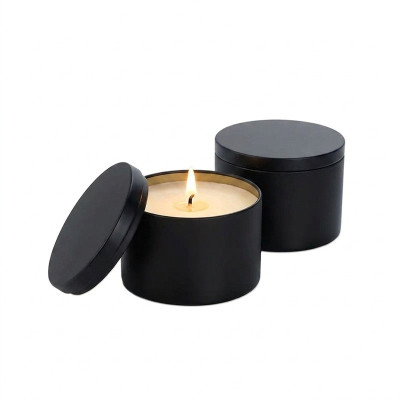 Plechová dóza na svíčky pr. 6,5x5,2cm - černá 2