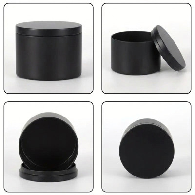 Plechová dóza na svíčky pr. 6,5x5,2cm - černá 2