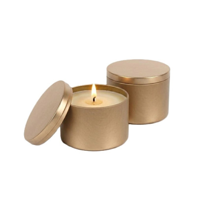 Plechová dóza na svíčky pr. 6,5x5,2cm - zlatá