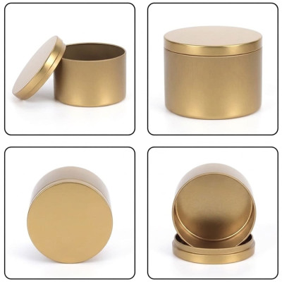 Plechová dóza na svíčky pr. 6,5x5,2cm - zlatá