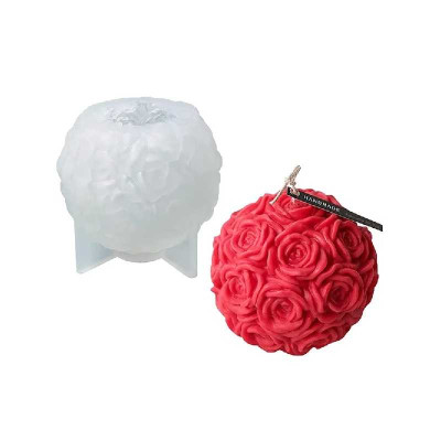 BAZAR - Silikonová forma na mýdlo a svíčku růžičková koule II.